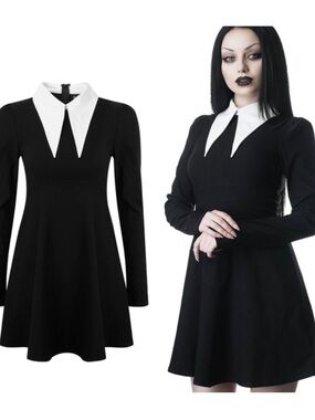 Killstar Cathedral Skater Dress With Exaggerated Collar LARGE